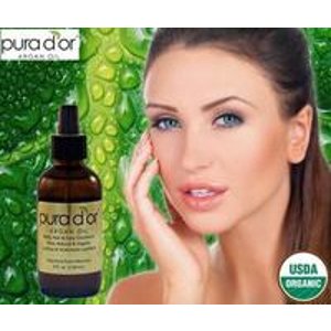 Pura D'or Pure Moroccan Organic Argan Oil for Body, Hair and Nail Treatment (4oz)