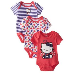 Kitty Baby Baby-Girls Newborn 3 Pack Bodysuits with Hearts