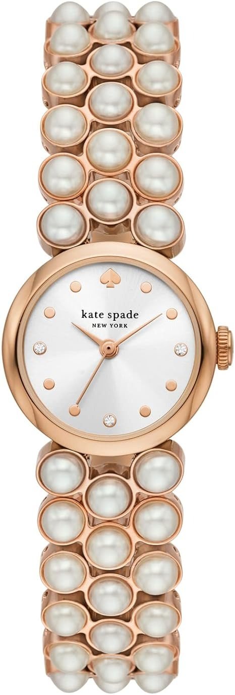 Amazon Kate Spade New York Women&#39;s Monroe Pearl Three-Hand Rose Gold-Tone Stainless Steel Bracelet Watch