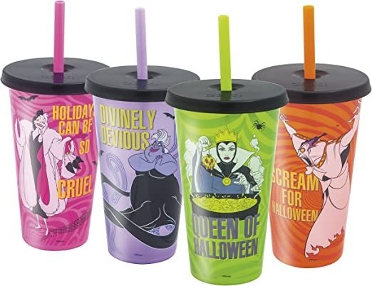 Zak Designs Disney Villains Halloween Glow in the Dark Tumbler Set  with Lid and Straw for Cold Drinks, Funny Cups Made of Durable and Reusable  Plastic, Great Gift for Fans (25