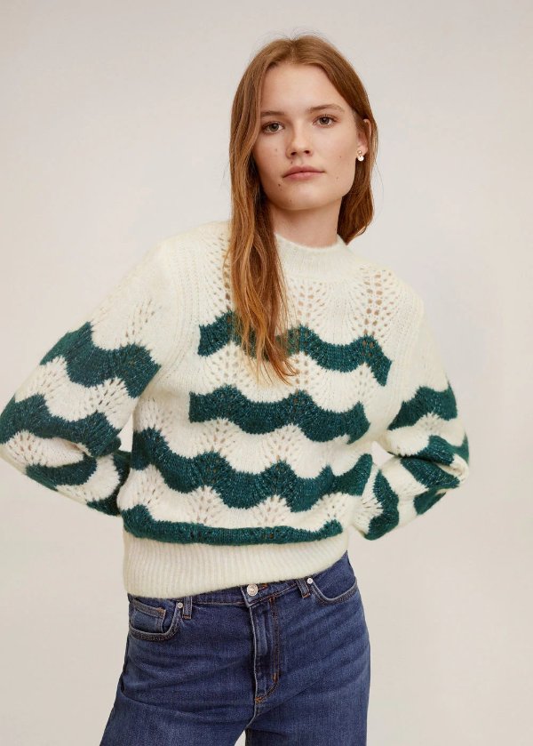 Striped openwork knit sweater - Women | OUTLET USA