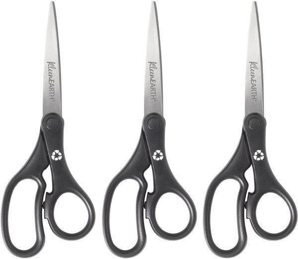 8-Inch Kleenearth Basic Straight Scissors, 3 Pack