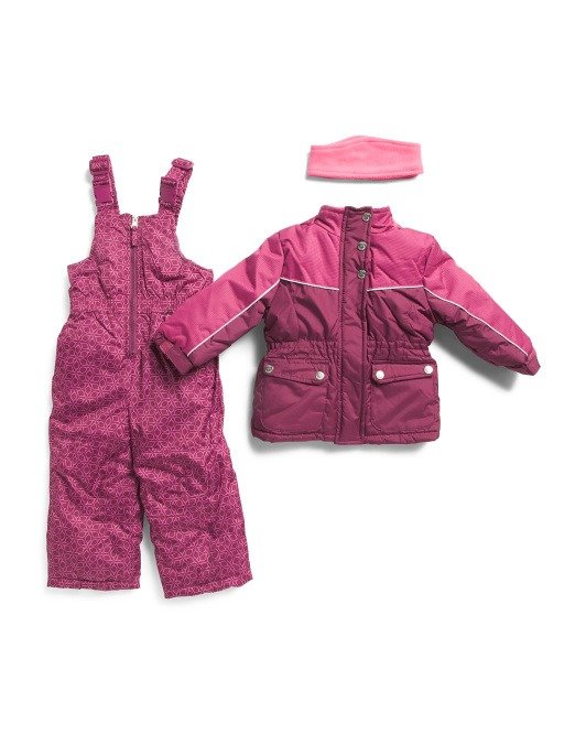 Toddler Girls Deluxe Snowsuit With Bib And Ear Warmer