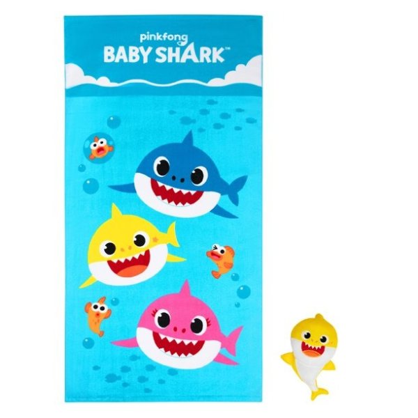 Baby Shark 儿童大浴巾+玩偶套装