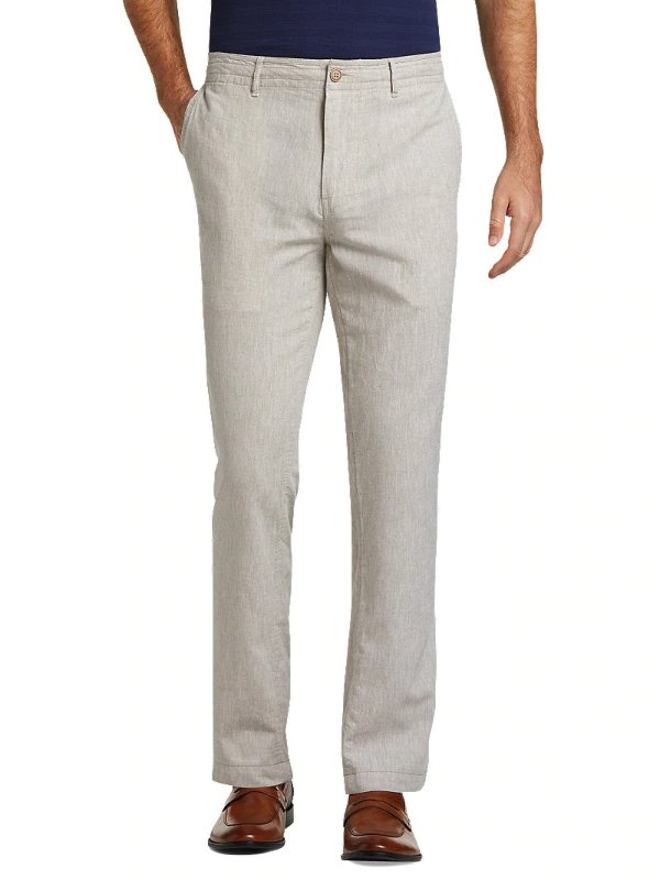 Reserve Collection Tailored Fit Flat Front Linen Pants