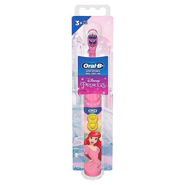 -B Kid's Battery Toothbrush Featuring Disney's Little Mermaid, Soft Bristles, for Kids 3+