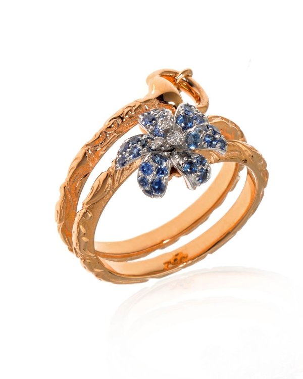Flora 18k Rose & White Gold Diamond And Sapphire Ring Sz 6 YBC434757001012