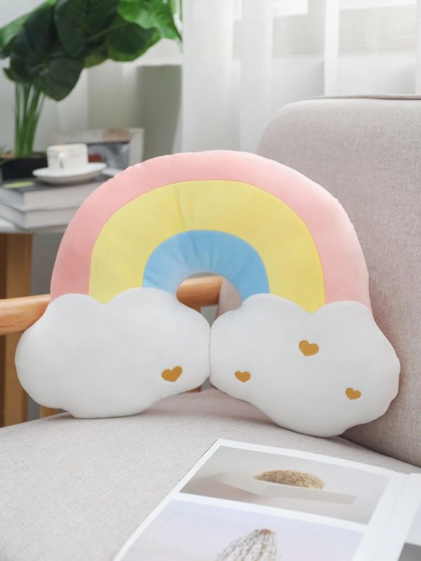 1pc Rainbow Design Decorative Pillow