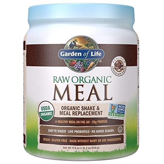 Meal Replacement - Organic Raw Plant Based Protein Powder, Chocolate, Vegan, Gluten-Free, 17.9oz (509 g) Powder