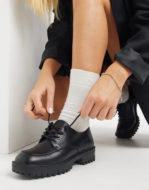 lace up on square toe flat shoes | ASOS