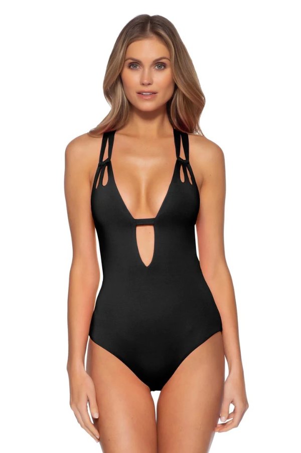 Color Code Plunge One Piece Swimsuit