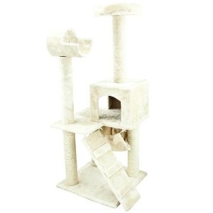 50" Cat Tower Tree w/ Condo Scratcher Furniture Kitten House Hammock New, Cream 