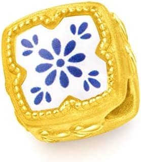 CHOW TAI FOOK 999 24K Pure Gold Blue and White Porcelain Friendship Token Series - Fortune