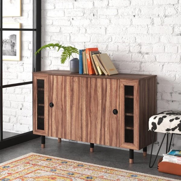 Modern and Contemporary 2 Door Wood Entryway 16 Pair Shoe Storage Cabinet