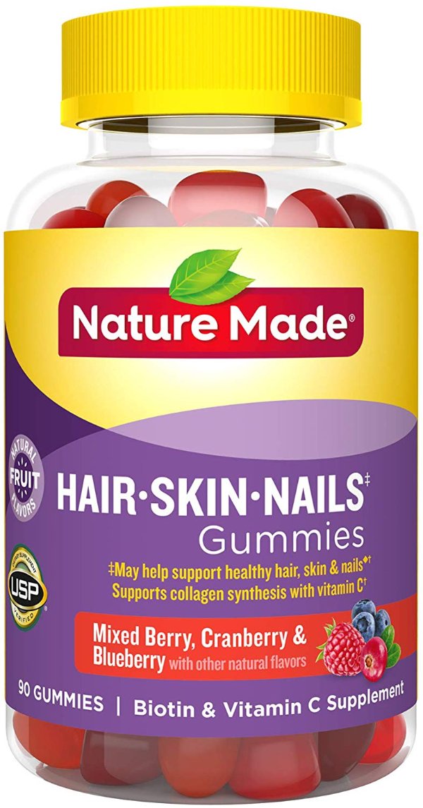 Hair, Skin & Nails 2500 mcg Biotin Gummies w. Vitamin C, 90 Count