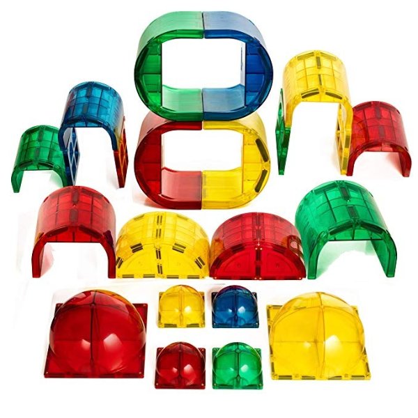 Shape Mags 30 Piece Round Set 6X6 Domes 3X3 Domes Arches Tunnels & Rounded Windows with Super Strong Magnets Clear Color Compatible with All Brands