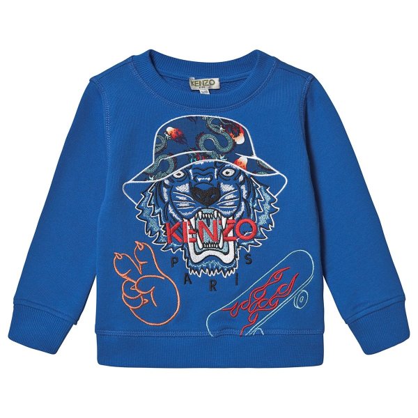 Blue Tiger Bucket Hat Embroidered Logo Sweatshirt | AlexandAlexa