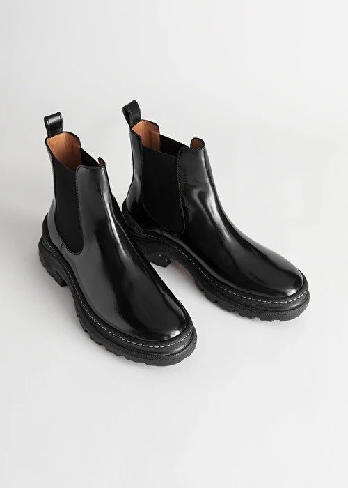 Chunky Platform Leather Chelsea Boots