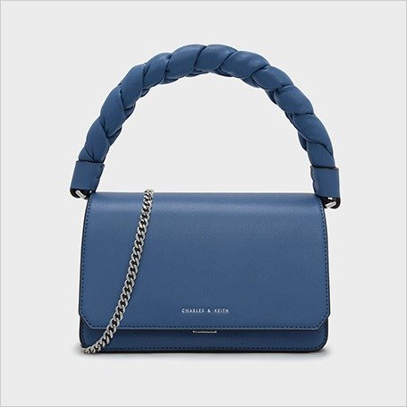 Blue Scarf Wrapped Handle Chain Detail Bag | CHARLES & KEITH US