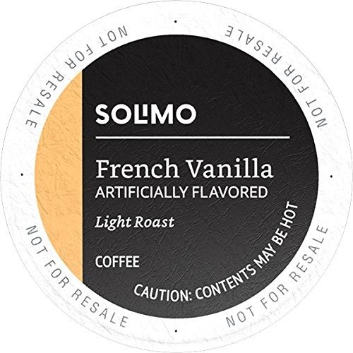 Amazon Brand - 100 Ct. Solimo Light Roast Coffee Pods, French Vanilla Flavored, Compatible with 2.0 K-Cup Brewers