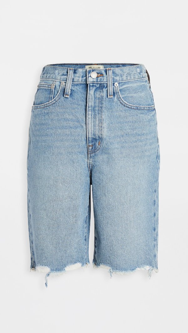 High Rise Midi Length Jean Shorts