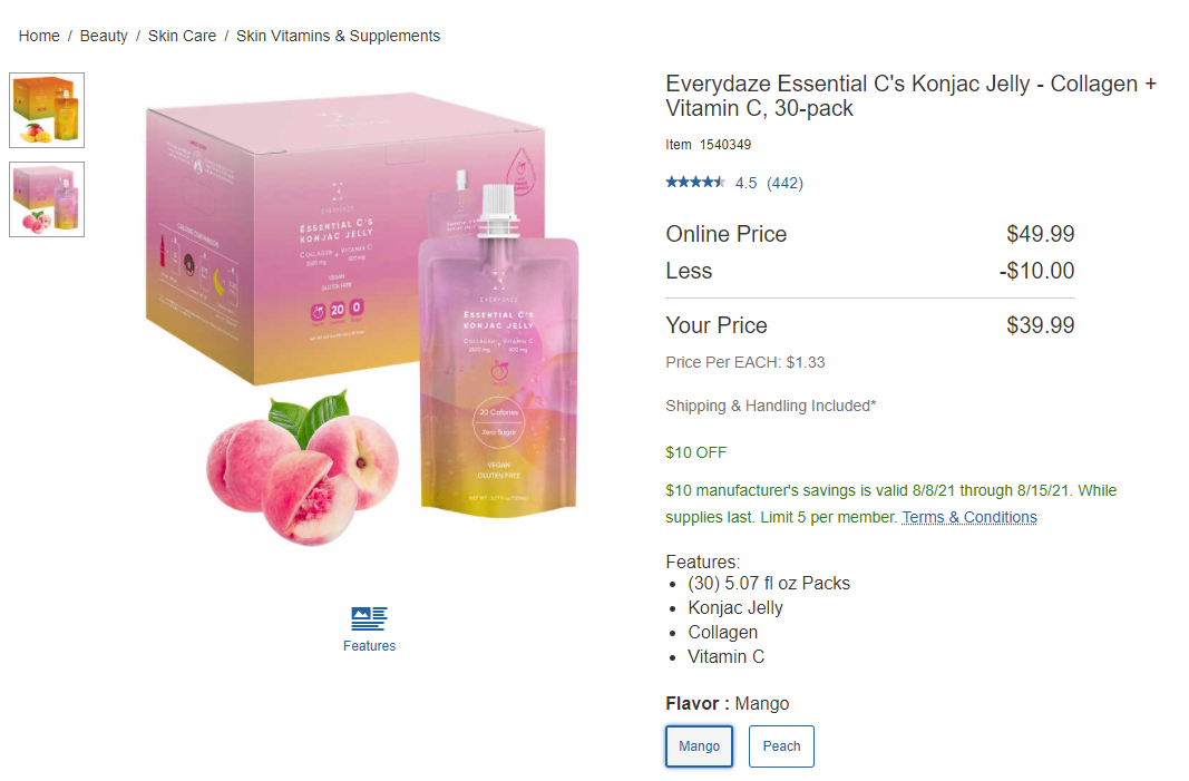 Everydaze Essential C's Konjac Jelly - Collagen + Vitamin C, 30-pack网红胶原VC果冻