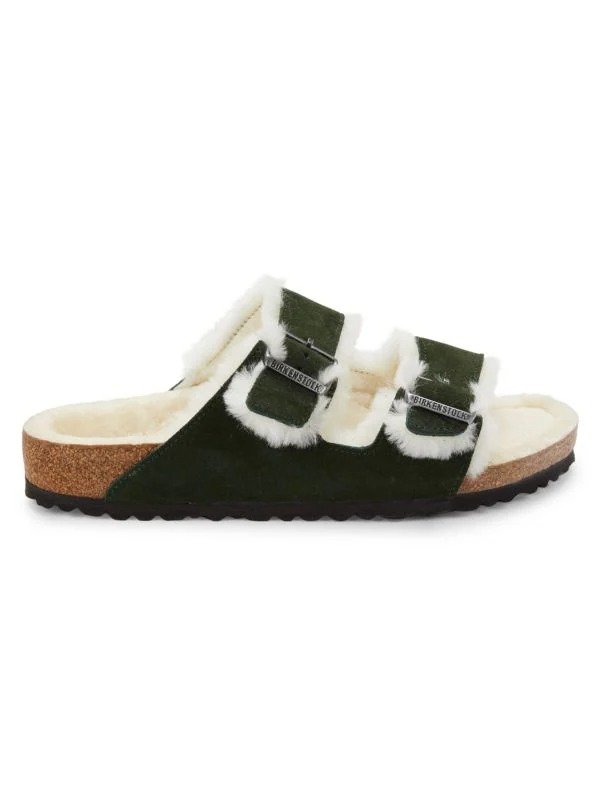 Arizona Regular Fit Shearling Lined Suede Sandals