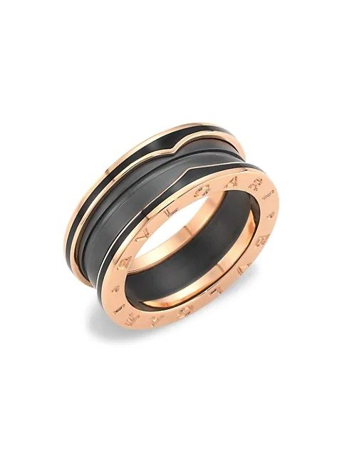 B.zero1 18K Rose Gold & Black Ceramic Ring