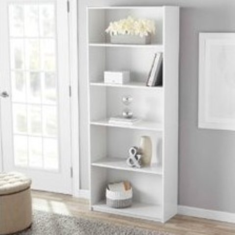 Mainstays 71 5 Shelf Standard Bookcase, Mainstay 5 Shelf Wood Bookcase