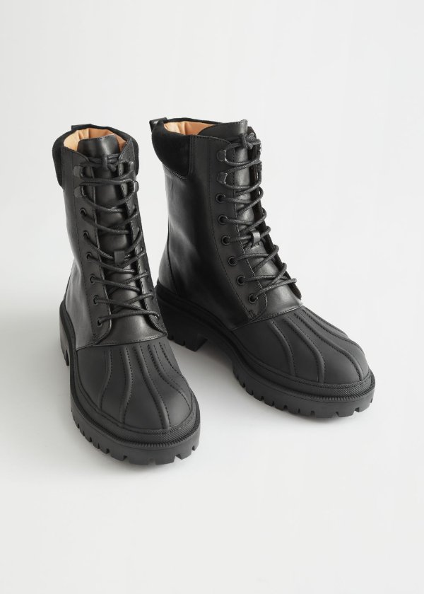 Chunky Leather Combat Boots