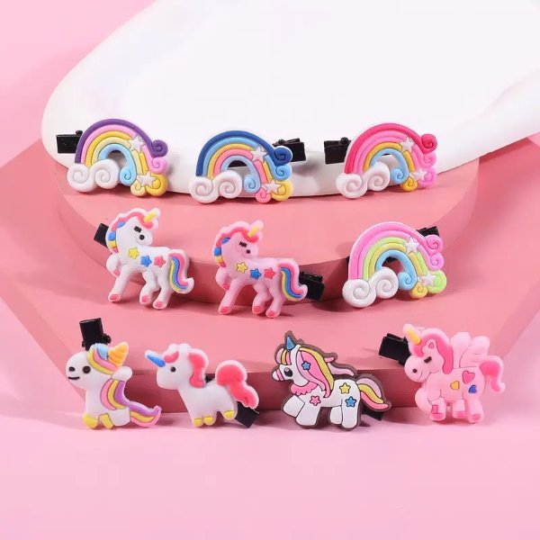 10pcs Unicorn Rainbow Cartoon Hair Clips