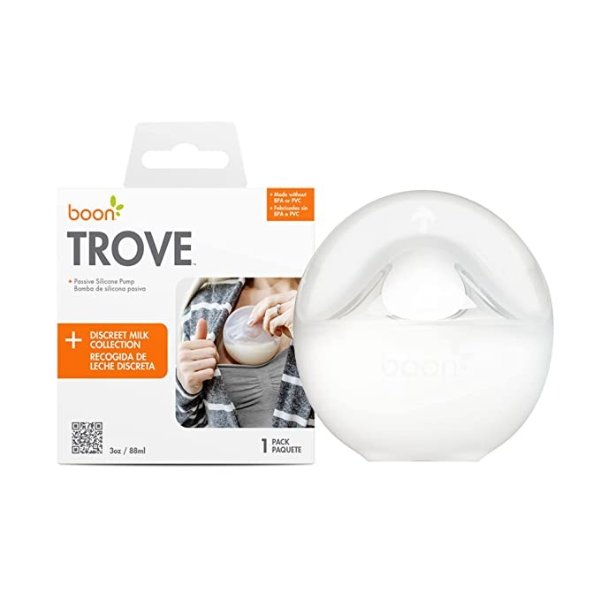 Trove Silicone Manual Breast Pump - Hands Free Breast Pump - Passive Breast Milk Collector Shell for Newborns - Breastfeeding Essentials - 1 Count