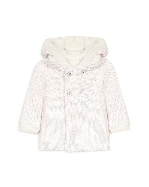 Girls' Hooded Coat With Faux Fur Trim - Baby