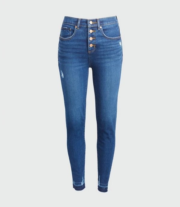 High Waist Skinny Crop Jeans in Staple Dark Indigo Wash | LOFT