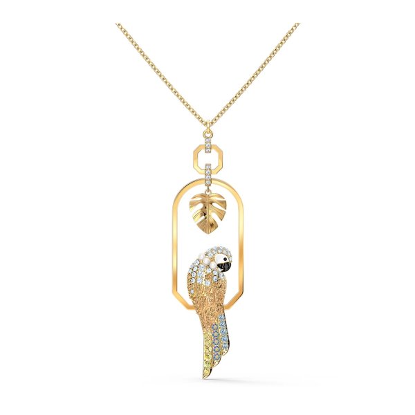 Tropical Parrot Necklace, Light multi-colored, Gold-tone plated by SWAROVSKI