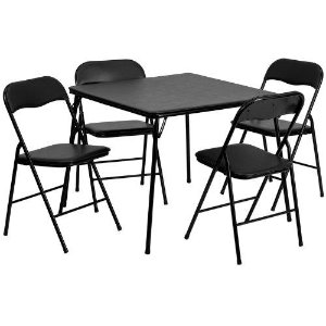 Flash Furniture 5-Piece Folding Card Table and Chair Set, Black