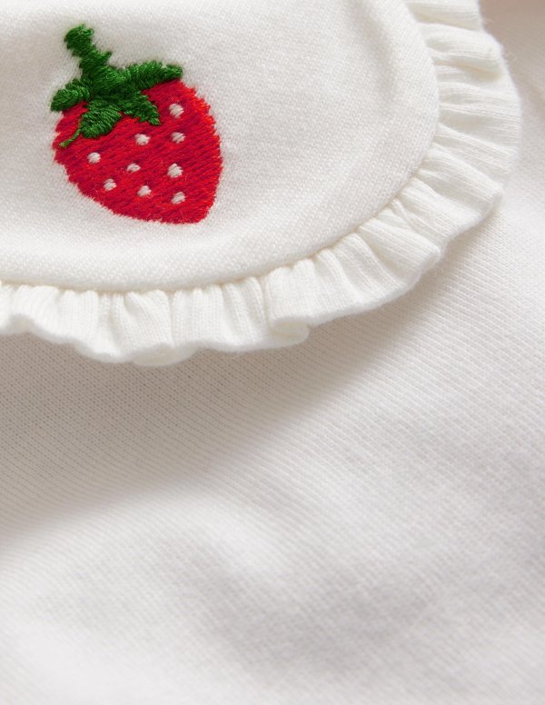 儿童草莓绣花领上衣