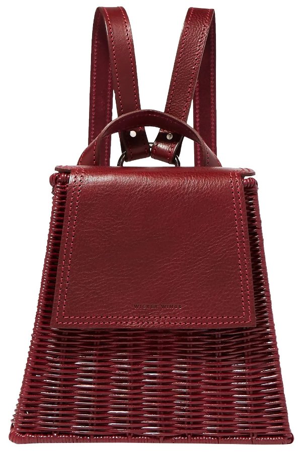 Tixting Tall rattan and leather backpack