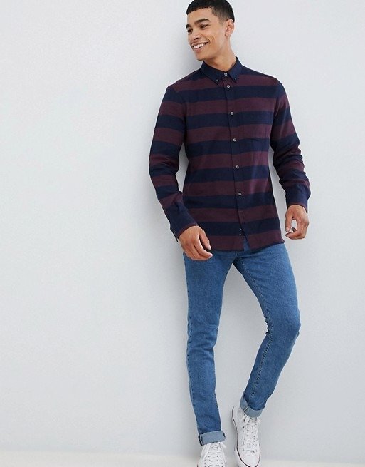 French Connection Stripe Flannel Shirt at asos.com