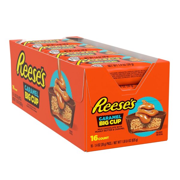 REESE'S Big Cup Caramel Milk Chocolate Peanut Butter Cups 1.4 oz (16 Count)