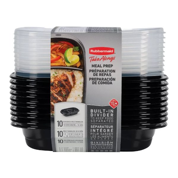 20pc TakeAlongs Meal Prep Divided Rectangle Containers Set