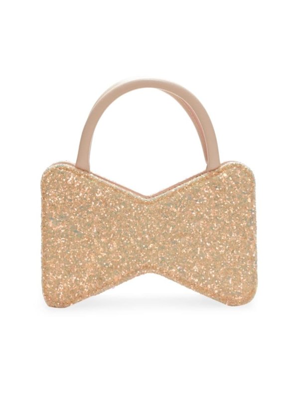 Bow-Shape Glitter Top Handle Bag