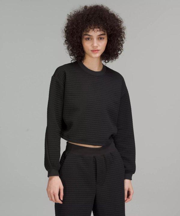 lab Textured Grid Cropped Pullover | Women's Long Sleeve Shirts |
