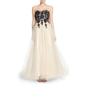 Steppin Out 'Niki' Lace Overlay Strapless Gown @ Nordstrom