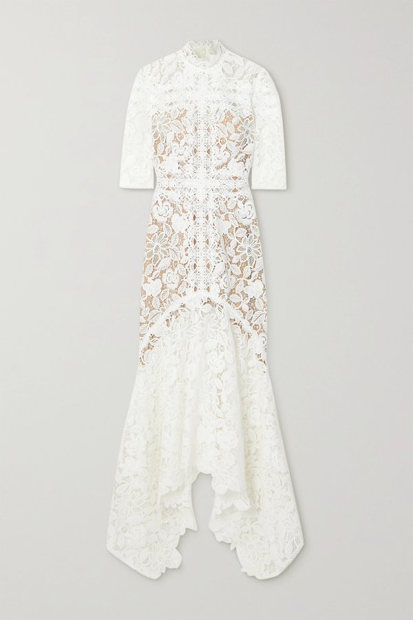 Kalissa asymmetric guipure lace gown