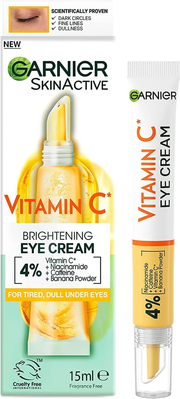 眼霜，含 4% 维生素 C，提亮眼部护理，消除黑眼圈，预防眼袋和浮肿，维生素 C，15 毫升