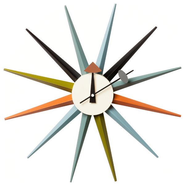 Colorful Sunburst Wall Clock - Midcentury - Wall Clocks - by The Khazana Home Austin Furniture Store