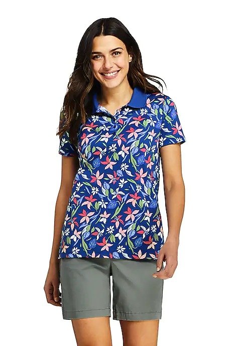 Women's Print Supima Cotton Polo Shirt Short Sleeve