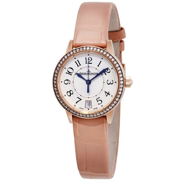 18kt Pink Gold Silver Dial Cream Leather Ladies Watch