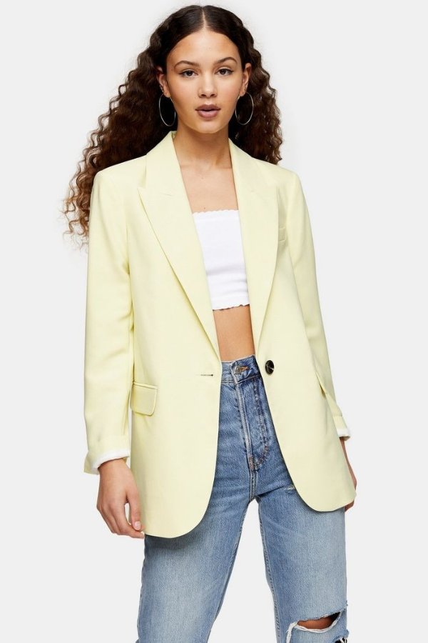 CONSIDERED Yellow Single Breasted Suit Blazer